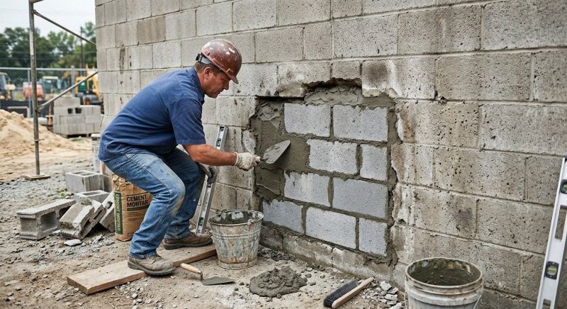 Cinder Block Wall Repair in Baldwin County, AL