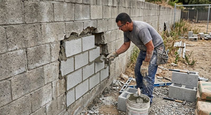 Concrete Block Wall Repair in Mobile, AL